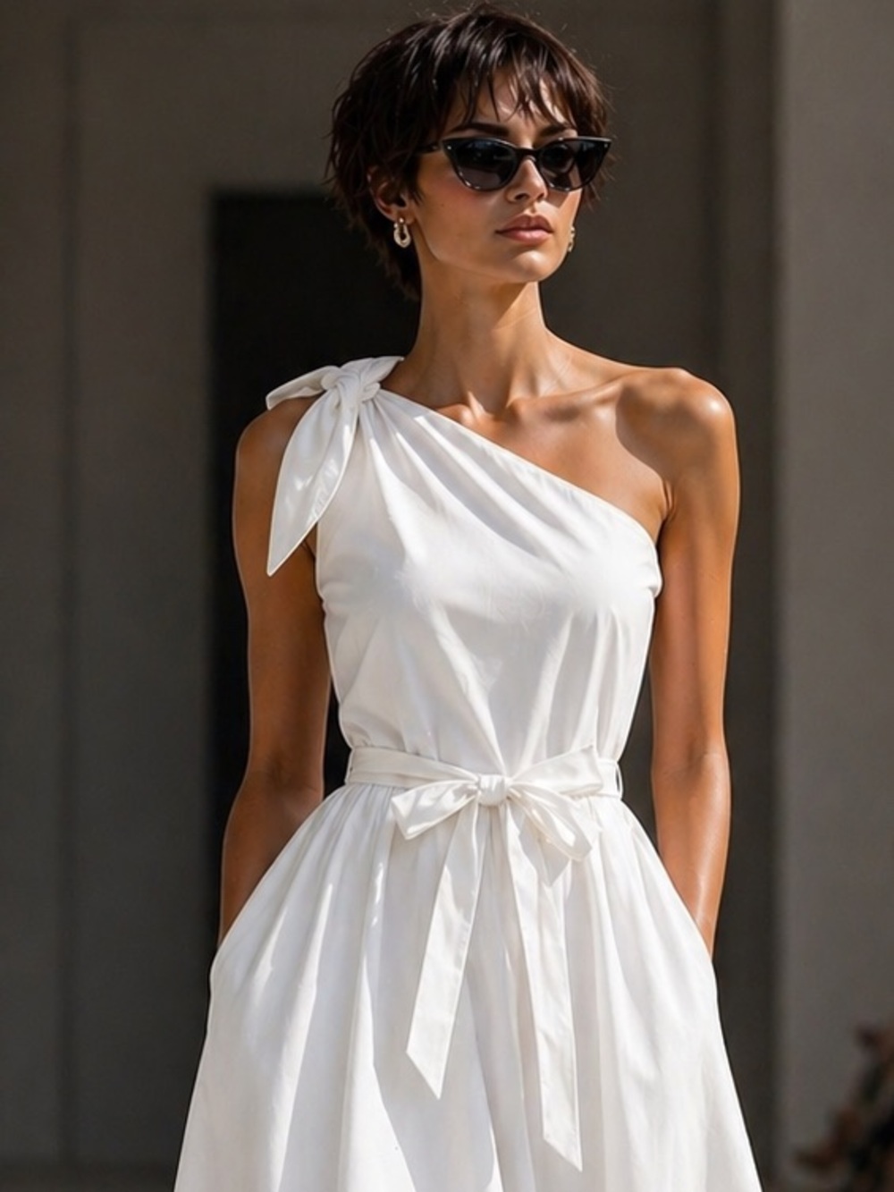 Rails White One-Shoulder Tie-Sash Dress.Never worn,no tag.